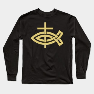 Christian cross and fish sign Long Sleeve T-Shirt